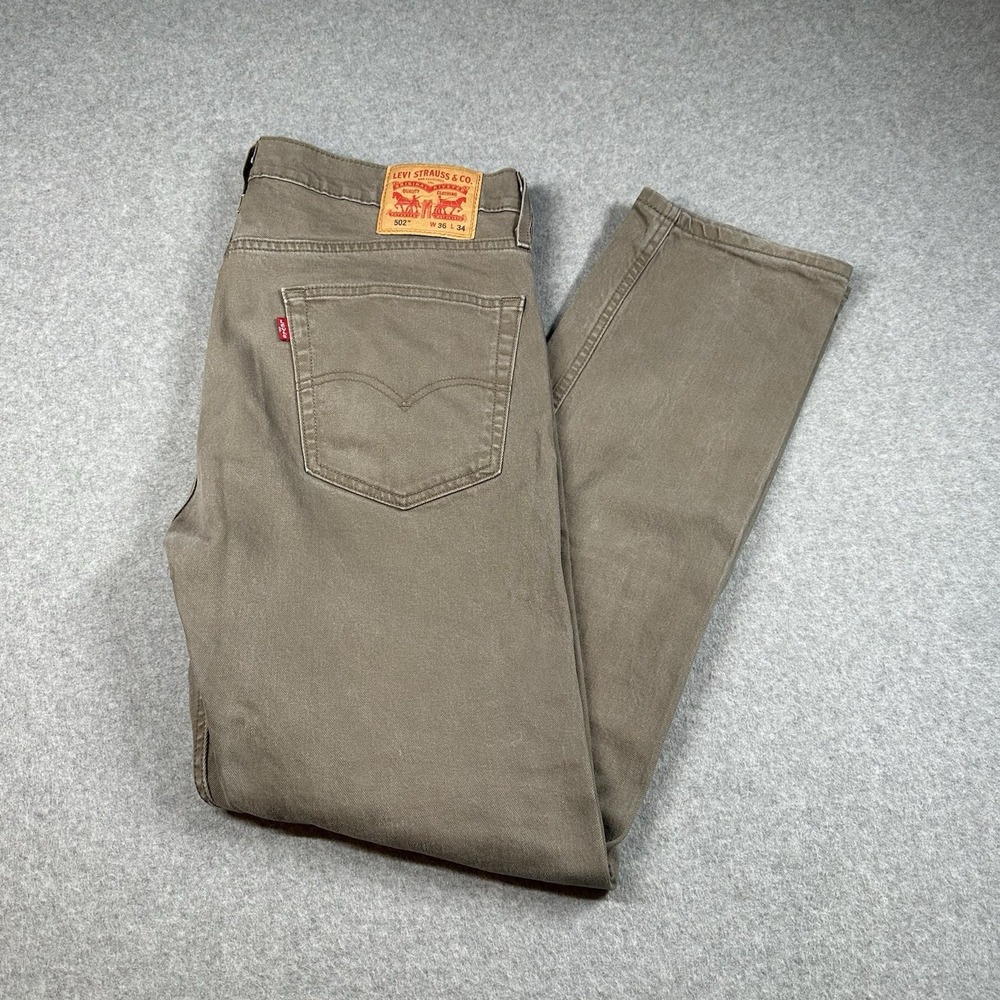 Levi's 502 Jeans Mens 36x34 (37x32) Khaki Tan Regular Taper Casual Pants